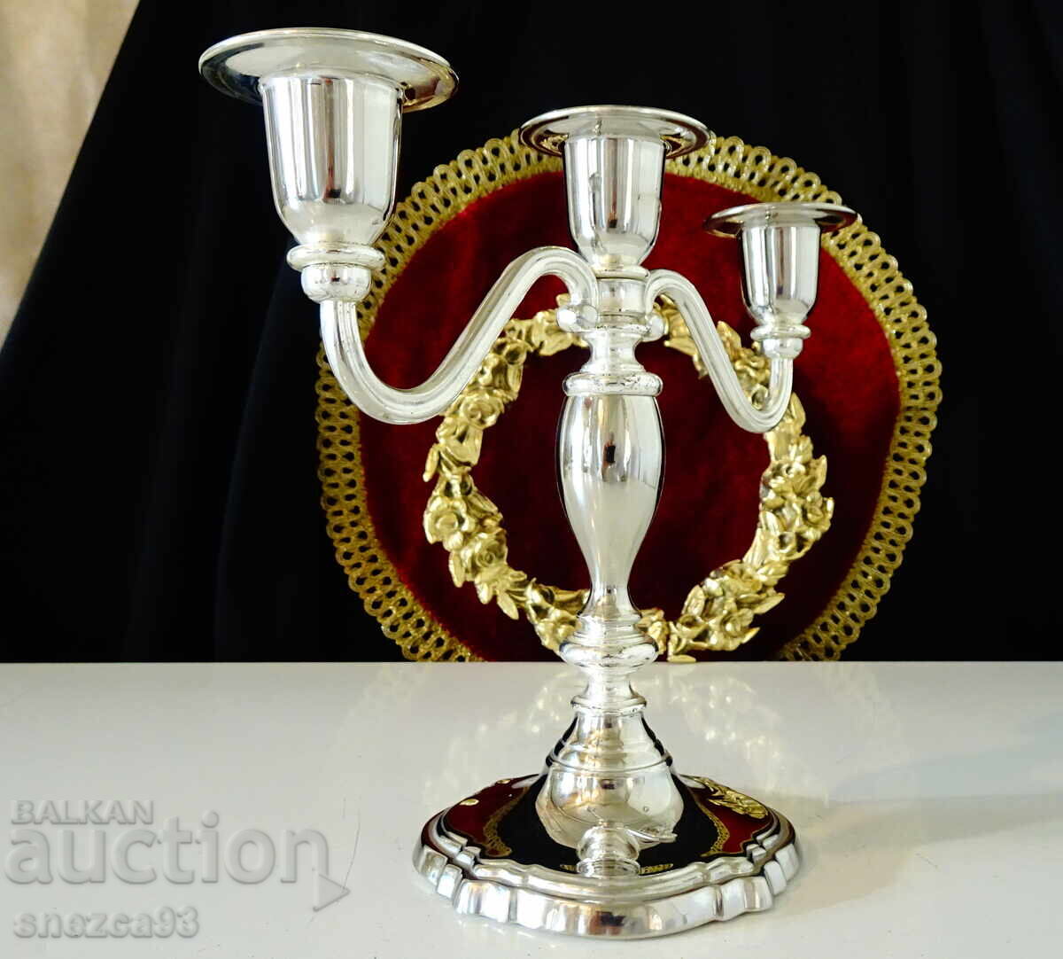 Delivery of Silver-plated triple candlestick, Victorian triple candlestick