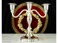 Sfeșnic triplu argintat, sfeșnic victorian triplu