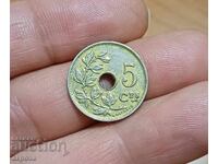 5 λεπτά Βελγίου 1927 με χρυσαφένια πατίνα