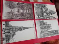 4 antique postcards France