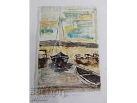 Картина Петър Ненов пристанище Несебър