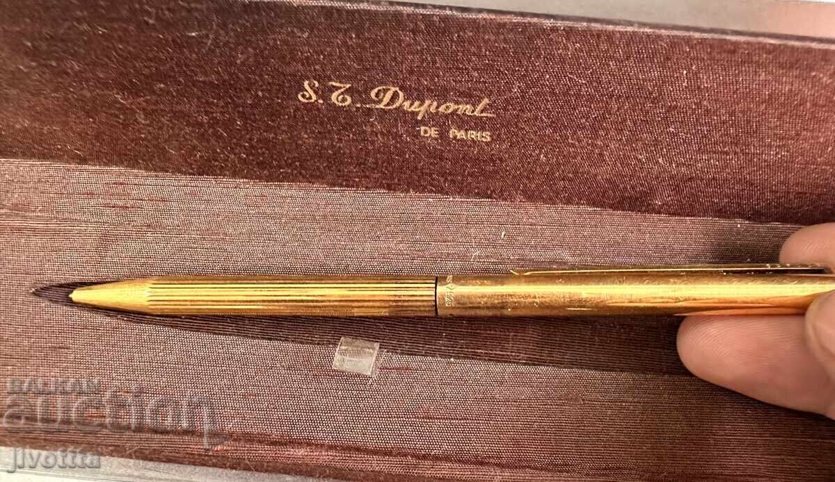 Stilou argint Dupont, proba 925, placat cu aur Stilou argint Dupont, proba 925, placat cu aur