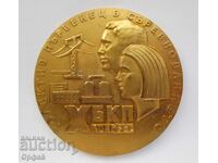 НРБ Соц стар настолен медал плакет Колектив Първенец БКП