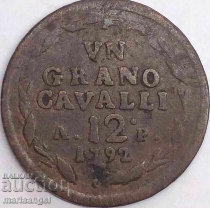Δημοπρασία 1 γρανο 12 καβάλι (άλογα) 1792 Ιταλία Νάπολη μεγάλο χαλκό