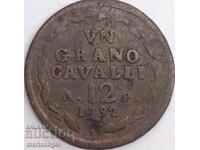 1 грано 12 кавали (кони) 1792 Италия  Неапол голяма мед