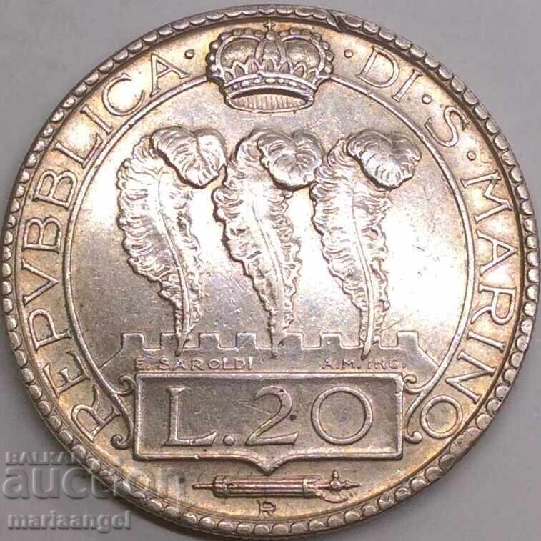 20 λίρες Σαν Μαρίνο 1933 ασήμι - 5