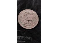 Стара рядка Сребърна монета от Тунис 1 Франка 1916 година