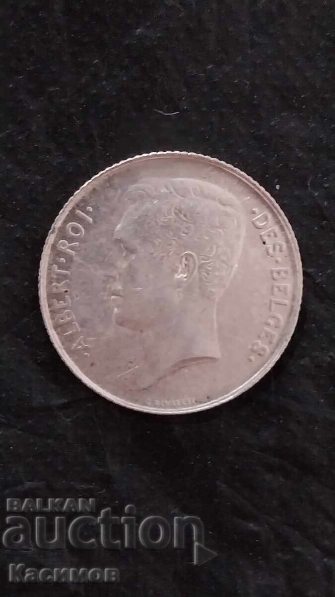 Livrarea Monedă rară de argint din Belgia 1 Franc 1913