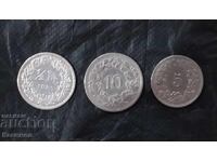 Silver rare coins, 3 pieces from Switzerland, different years