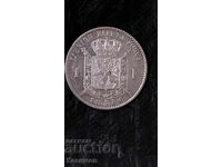 Rare silver coin from Belgium 1 franc 1886 year UNC