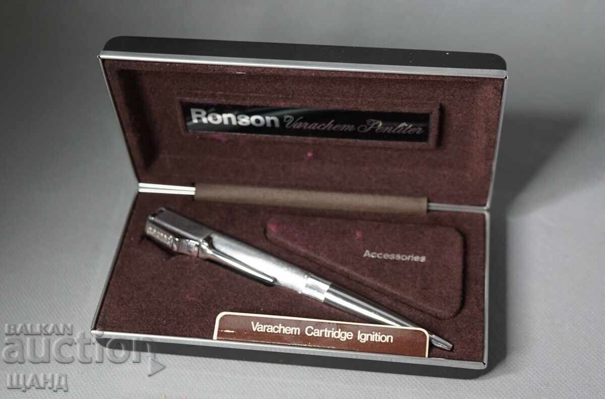 RONSON VARACHEM Stilou-brichetă de lux vechi, cu cutie RONSON VARACHEM Stilou-brichetă de lux vechi, cu cutie