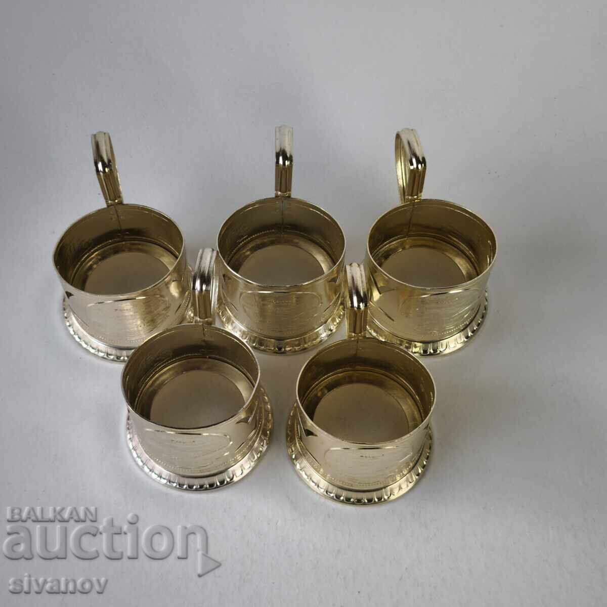 Стар комплект от 5 подстакани стакани сервиз СССР #6221 - 7 Стар комплект от 5 подстакани стакани сервиз СССР #6221 - 7