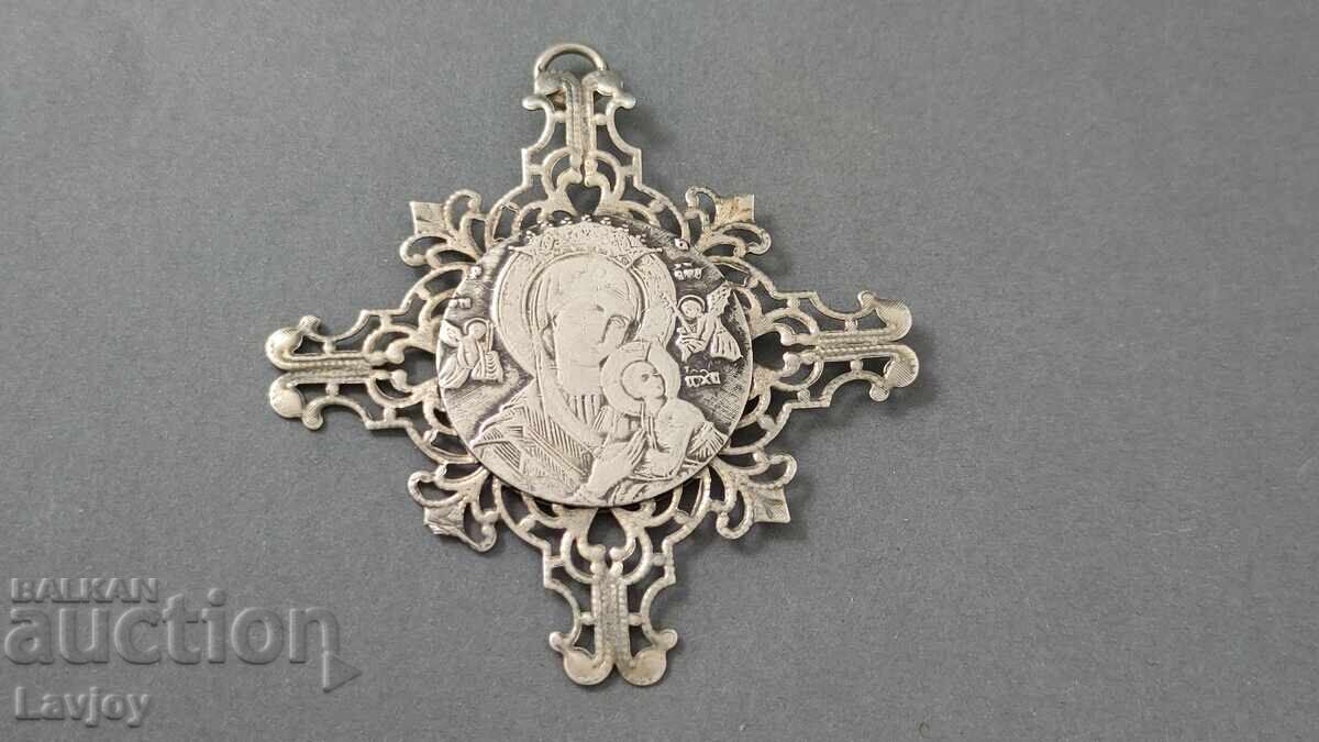 Cruce ajurată Maica Domnului cu Pruncul medalion Cruce ajurată Maica Domnului cu Pruncul medalion