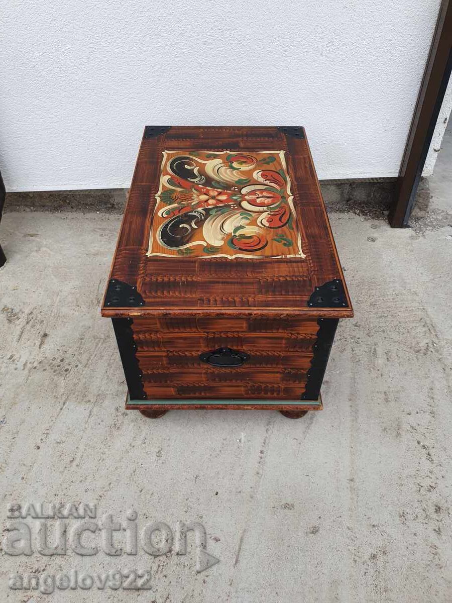 Αντίκα ξύλινο σεντούκι μασίφ χειροποίητο ζωγραφισμένο από το 1957 - 7