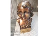 26sm-5kg αγαλματίδιο-προτομή/μπρούτζινο γλυπτό/φιγούρα κοριτσιού