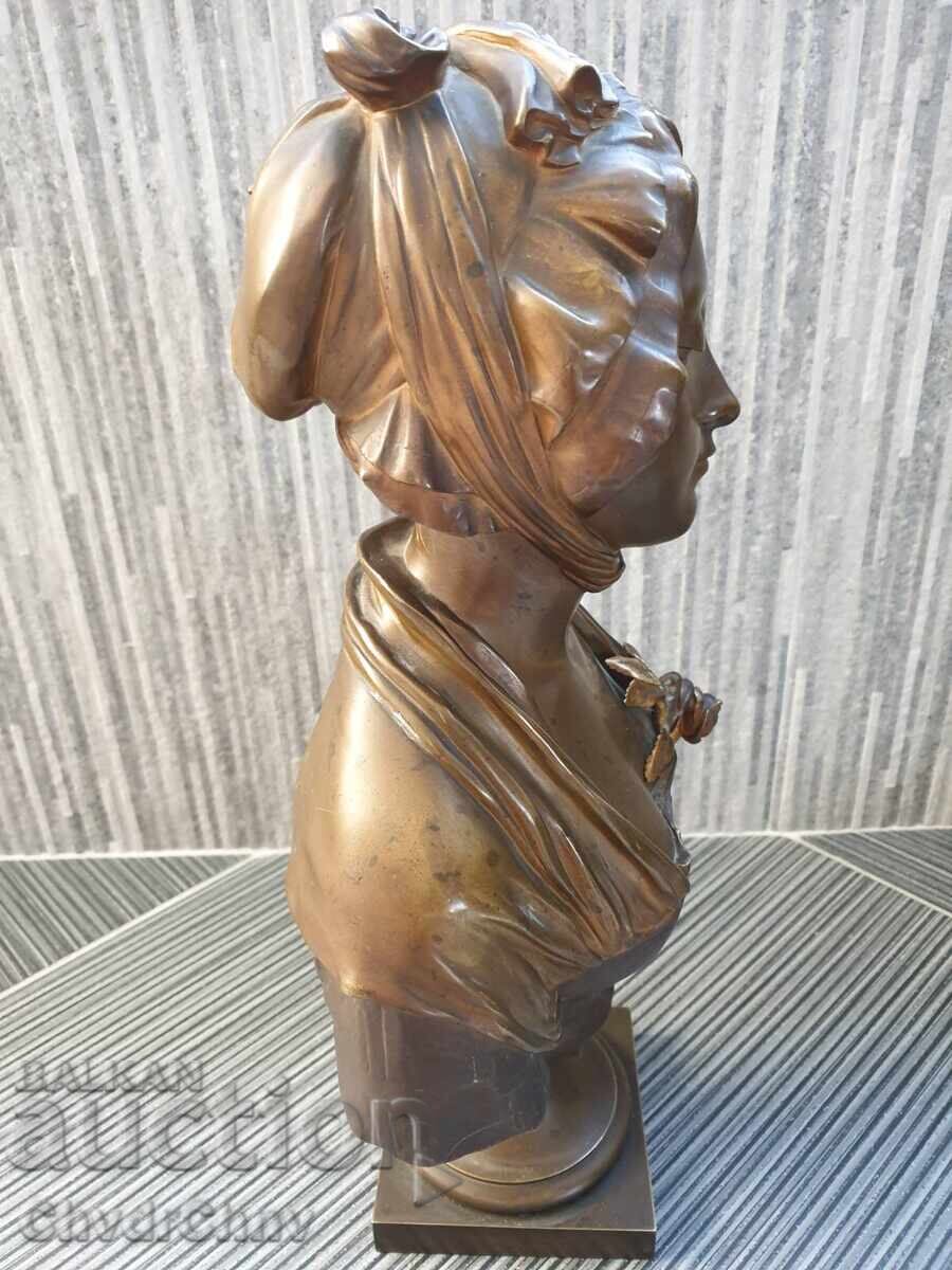 Licitație 49cm-10kg Laurent statuetă-bust/sculptură de bronz/figură