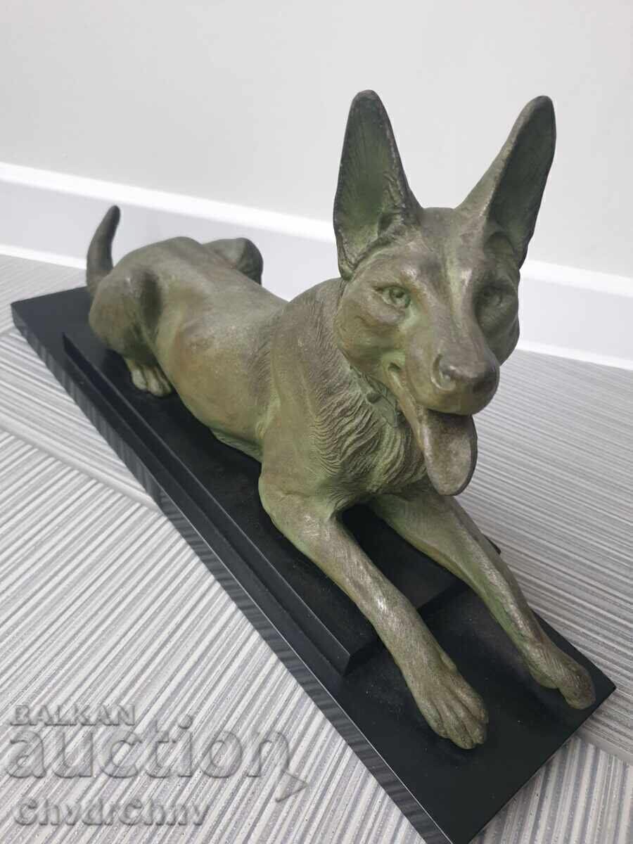 Licitație 51cm-9kg Carvin statuetă/sculptură/figură câine ciobănesc