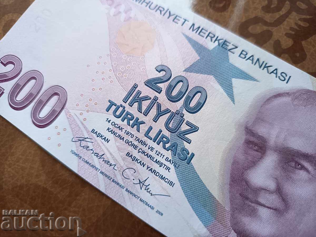 Τουρκική τραπεζογραμμάτια 200 λίρες έκδοσης 2009 UNC - 7