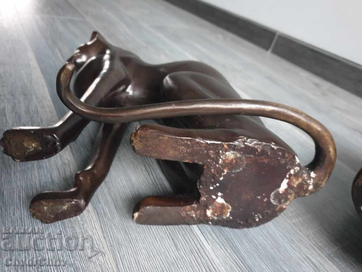 38sm-10kg Risner statuete/2 figurine de bronz pisici egiptene - 7
