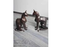 38см-10кг Risner статуетки/2 бронзови фигури египетски котки