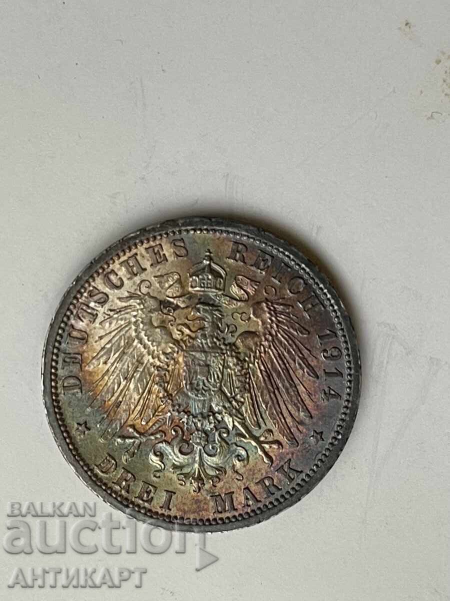 #2 Germania monedă de argint 3 mărci 1914 Prusia argint cu preț € 34.00 | 66.50 BGN #2 Germania monedă de argint 3 mărci 1914 Prusia argint cu preț € 34.00 | 66.50 BGN