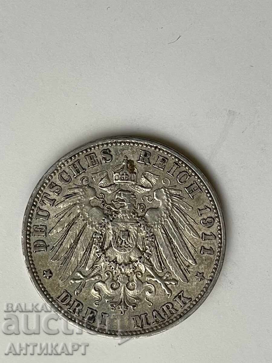 Germany Rare Silver Coin 3 Mark Otto 1911 Bavaria with price € 33.00 | 64.54 BGN Germany Rare Silver Coin 3 Mark Otto 1911 Bavaria with price € 33.00 | 64.54 BGN
