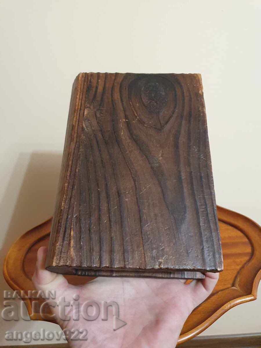 Винтидж дървена кутия за бижута с щампована естествена кожа! - 7