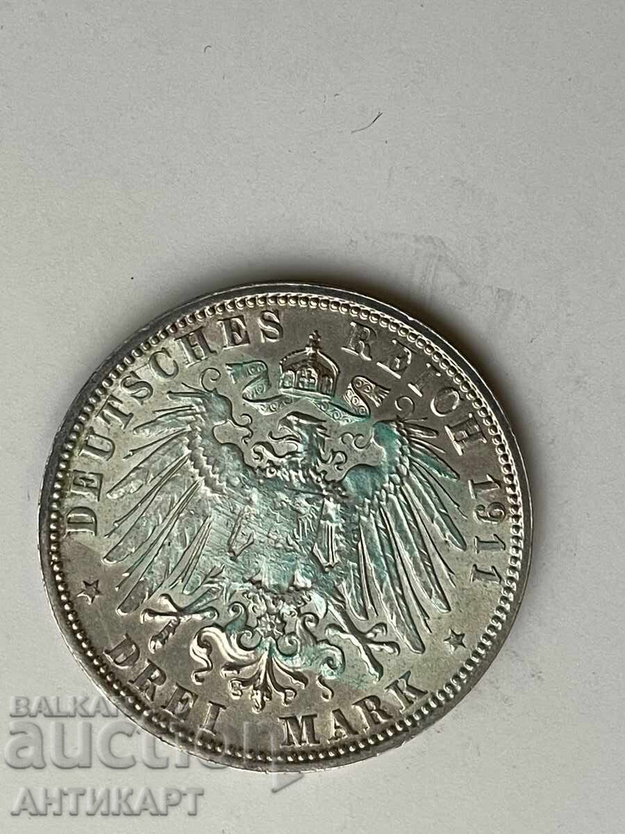 Row of silver coins 3 marks 1911 Germany Luitpold Bavaria with price € 44.00 | 86.06 BGN Row of silver coins 3 marks 1911 Germany Luitpold Bavaria with price € 44.00 | 86.06 BGN