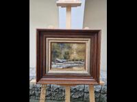 Страхотна антикварна белгийска картина масло върху платно