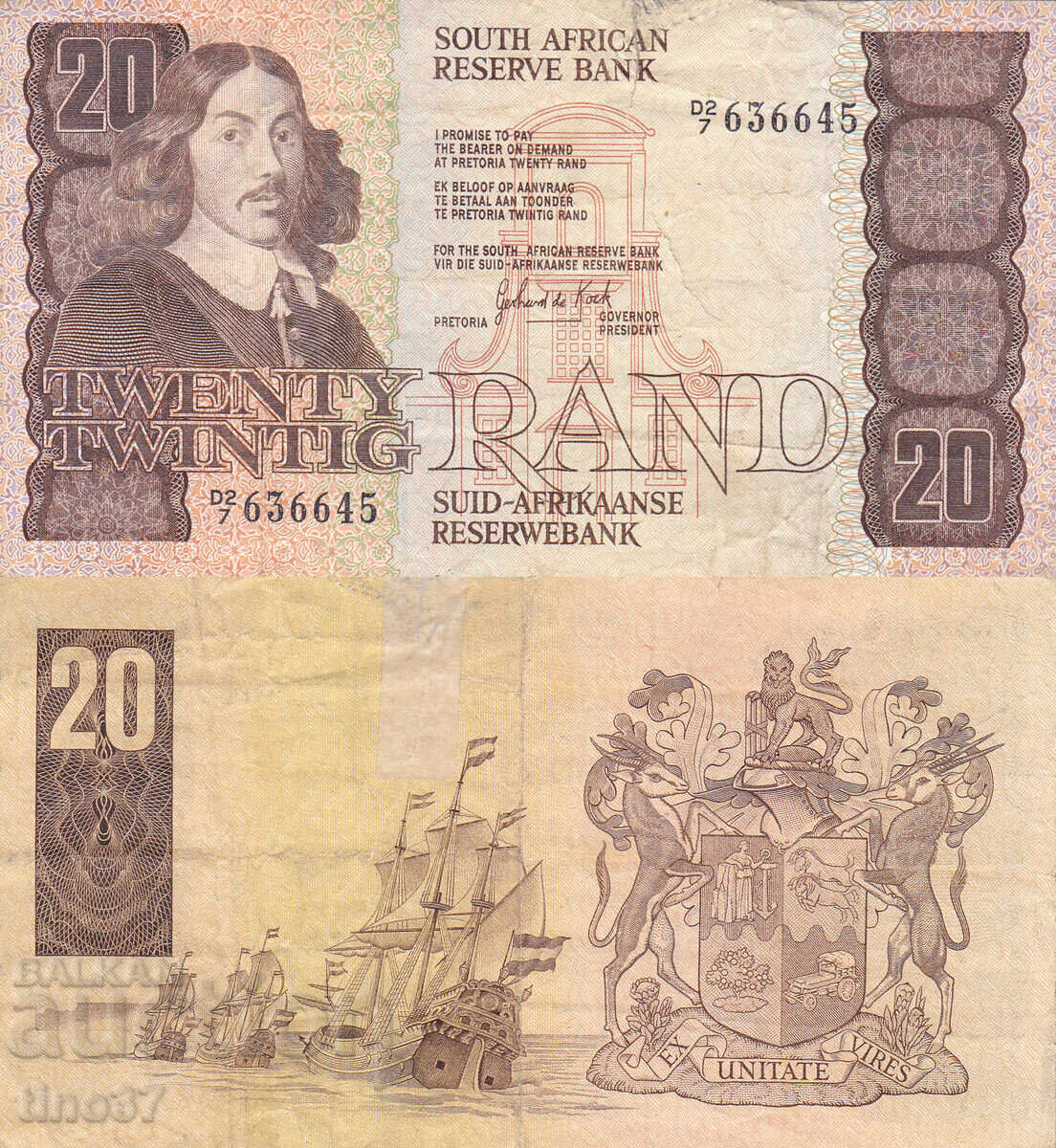 tino37 - AFRICA DE SUD - 20 RAND - 1985