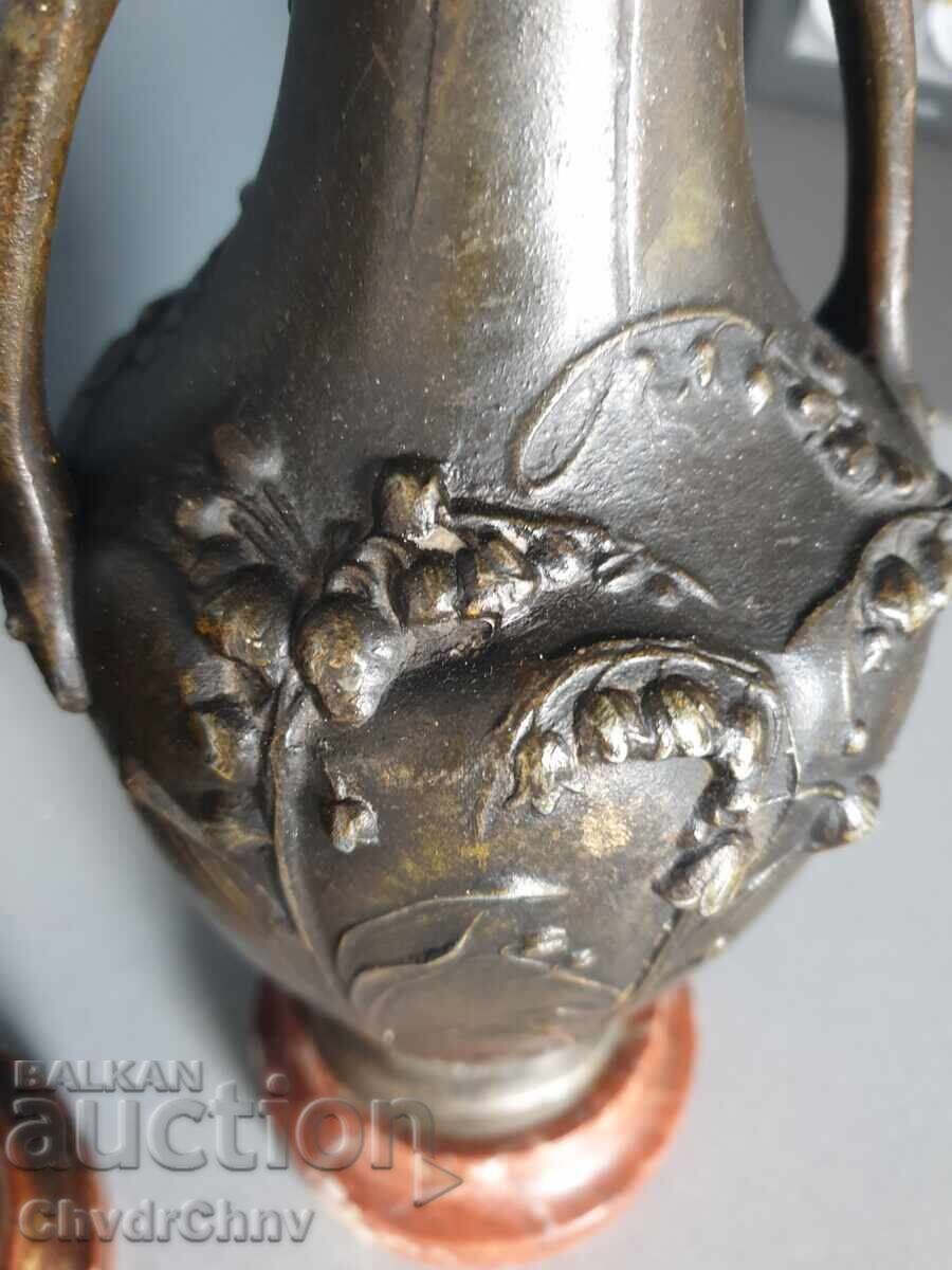 32cm pereche de vaze cu piedestal figurativ/ZAM-marmură - 7