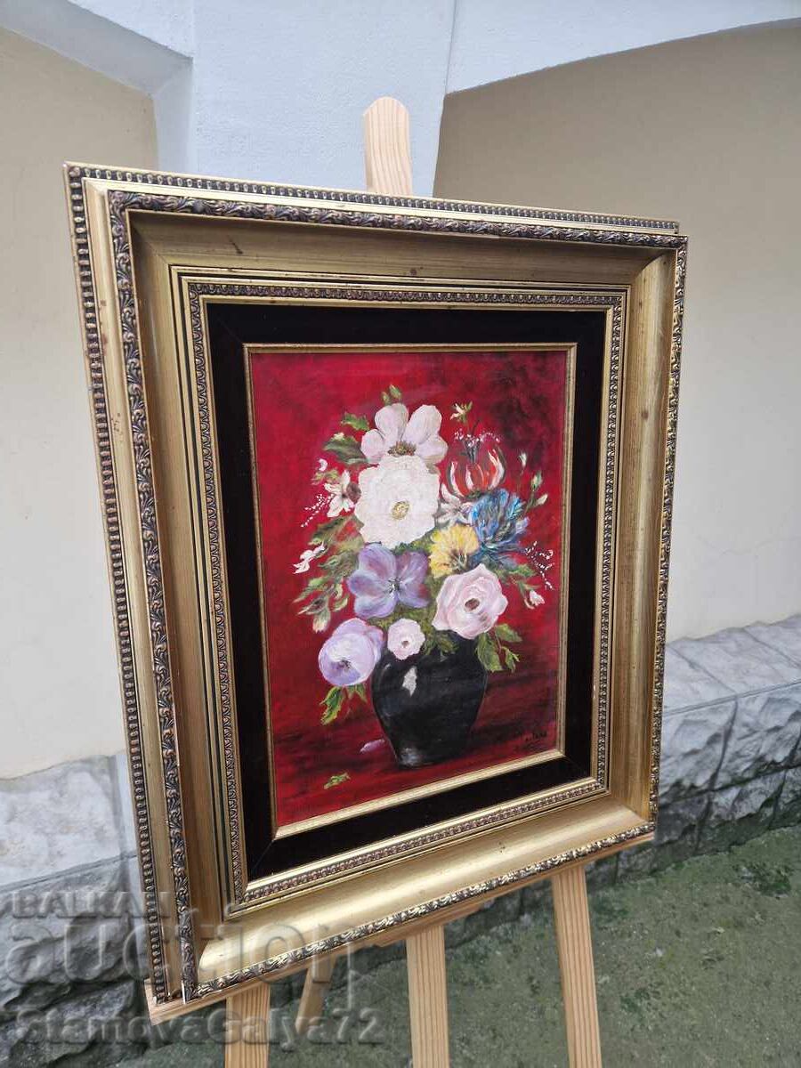 Аукцион Прекрасна антикварна майсторска картина натюрморт масло плат