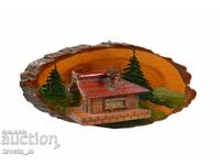 Дървена декорация пано за стена соц ръчна изработка