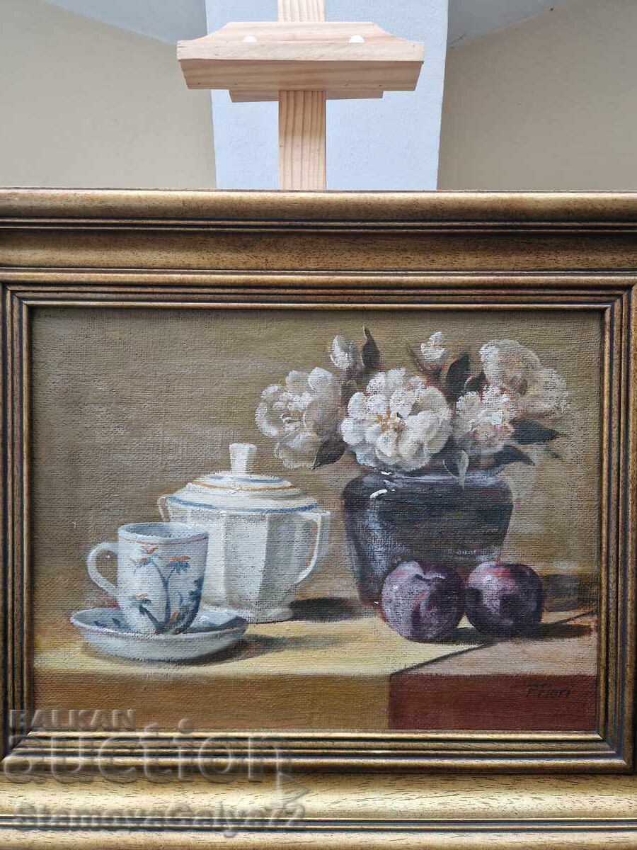 Υπέροχος αντίκα αριστουργηματικός πίνακας νεκρής φύσης λάδι σε καμβά - 7