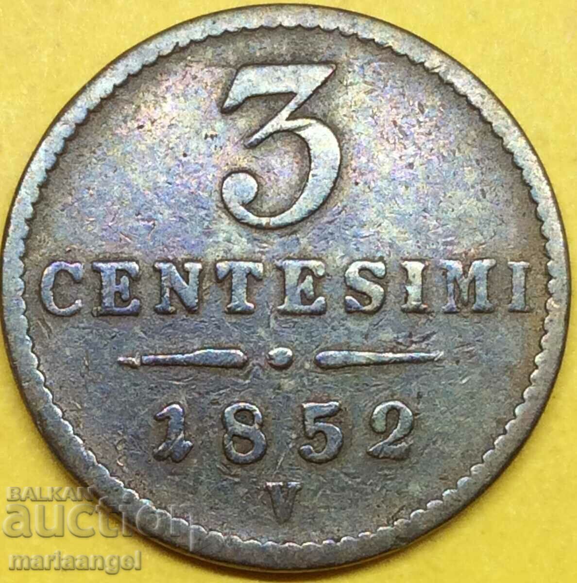 3 кройцера 1852 Австрия за Италия V - Венеция - RARE 3 кройцера 1852 Австрия за Италия V - Венеция - RARE