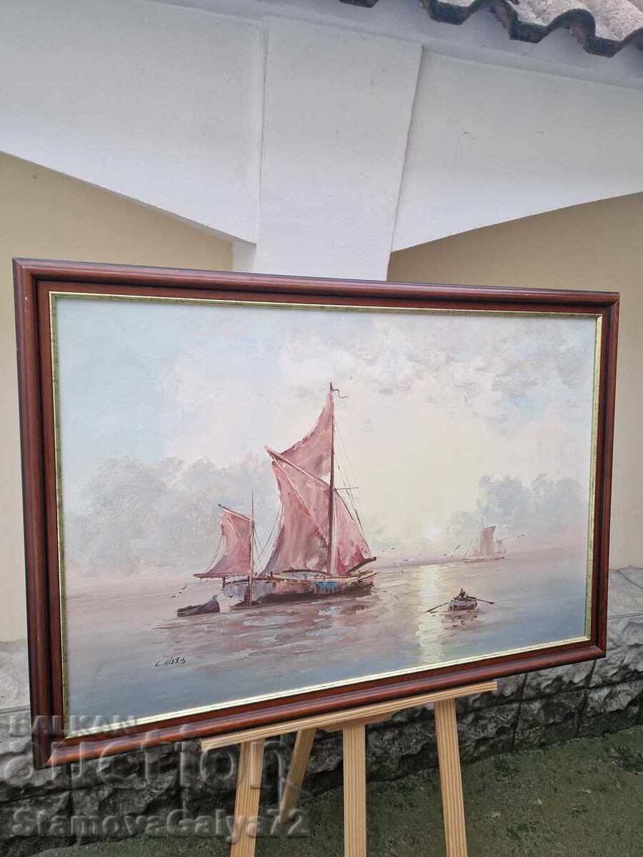 Прекрасна голяма авторска картина масло върху платно - 6 Прекрасна голяма авторска картина масло върху платно - 6