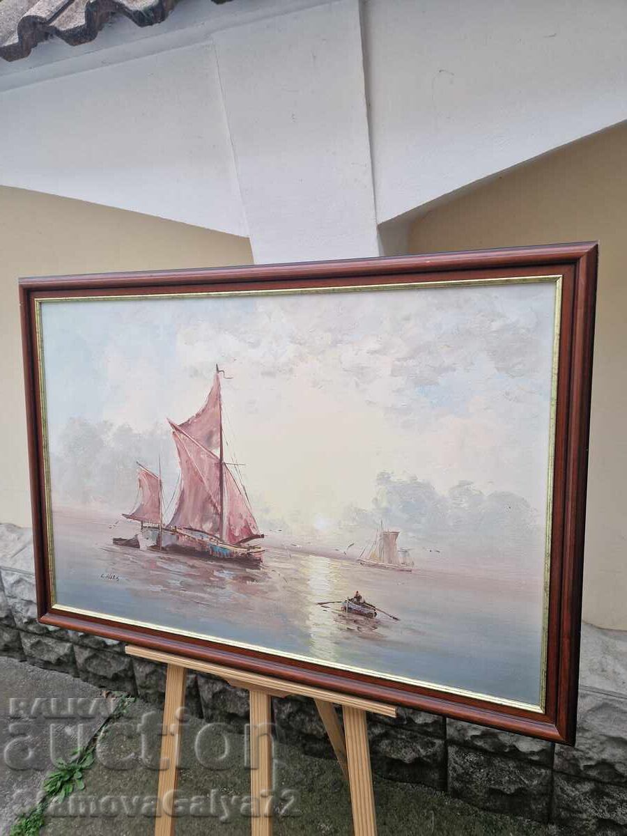 Прекрасна голяма авторска картина масло върху платно - 7 Прекрасна голяма авторска картина масло върху платно - 7