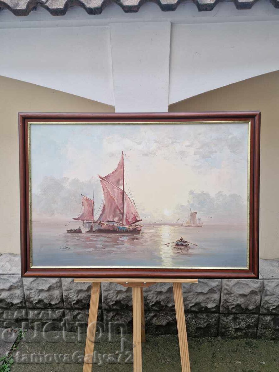 Прекрасна голяма авторска картина масло върху платно Прекрасна голяма авторска картина масло върху платно