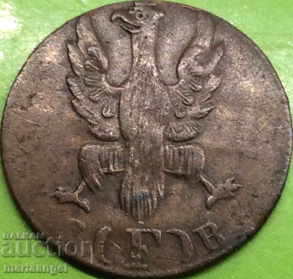 1 хелер 1821 Франкфурт Германия Орел бронз
