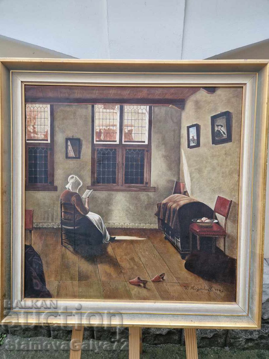 Auction  Wonderful old original antique oil painting on canvas