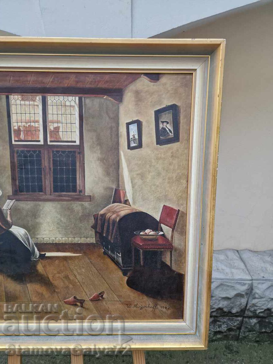 Delivery of Wonderful old original antique oil painting on canvas