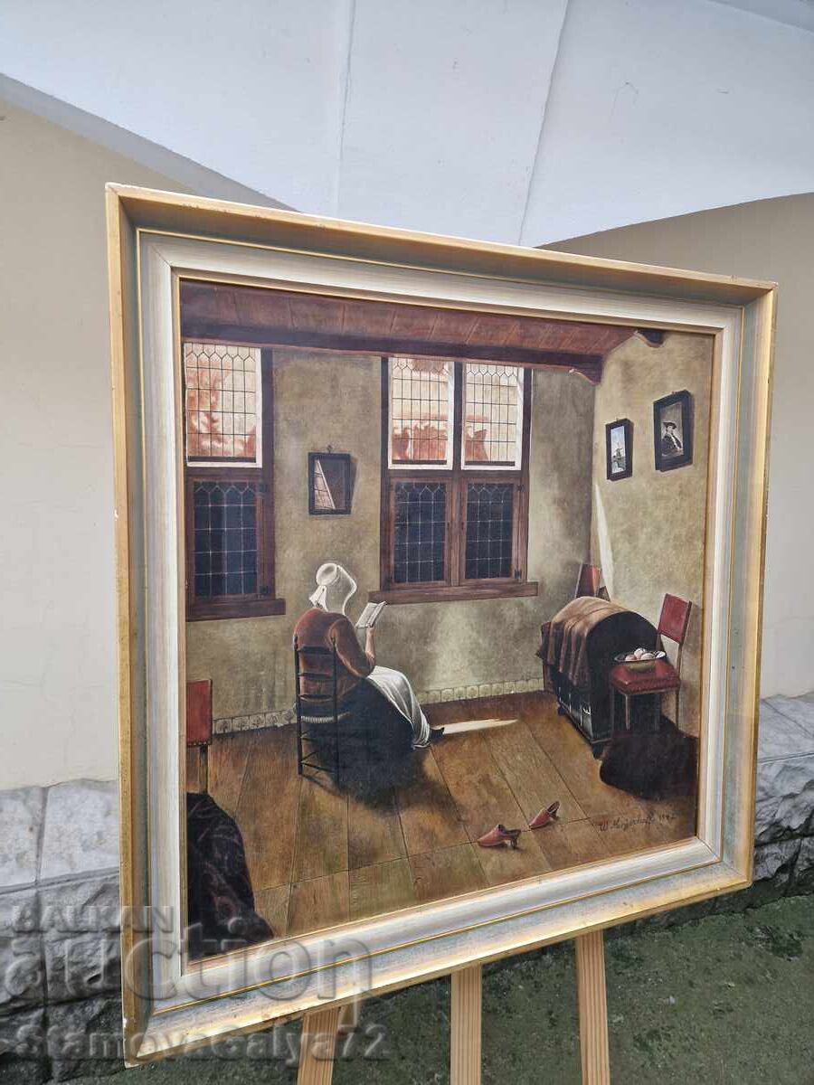 Wonderful old original antique oil painting on canvas - 6