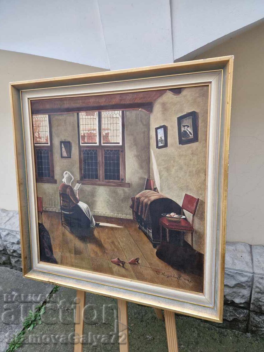 Wonderful old original antique oil painting on canvas - 7