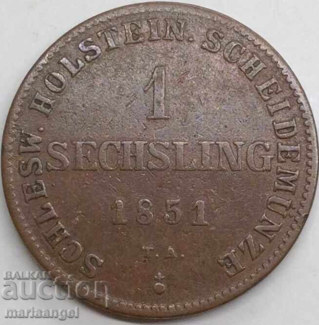 1 Zechsling 1851 Γερμανία Schleswig-Holstein - αρκετά σπάνιο - 6 1 Zechsling 1851 Γερμανία Schleswig-Holstein - αρκετά σπάνιο - 6
