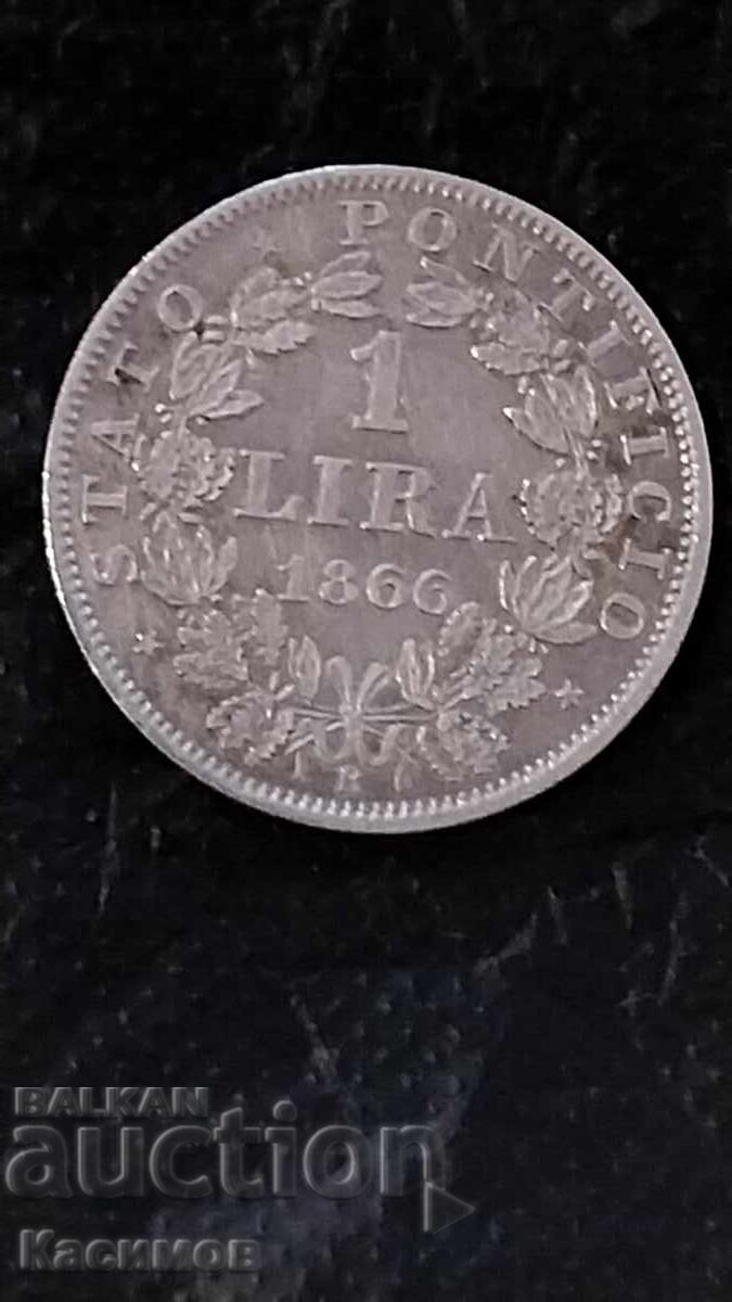 Delivery of Very rare silver coin from the Vatican 1 Lira 1866