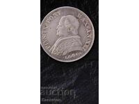 Very rare silver coin from the Vatican 1 Lira 1866