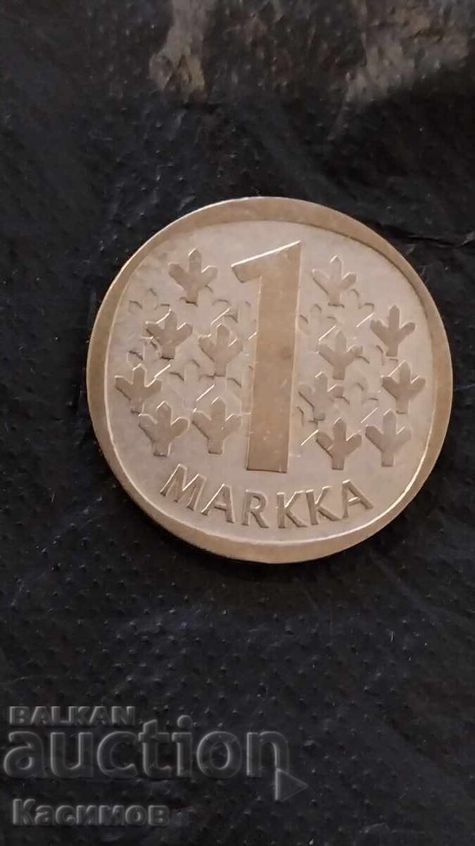 Auction  Old silver coin from Finland 1 Markka 1965