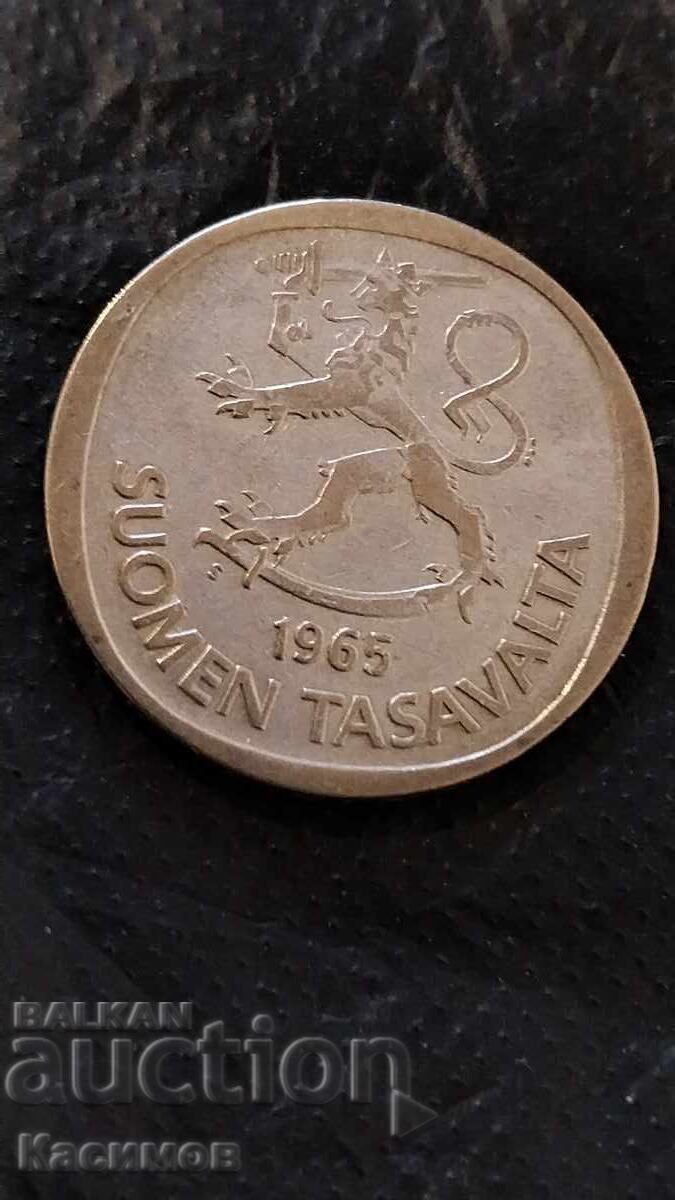 Παράδοση Παλαιό ασημένιο νόμισμα από τη Φινλανδία 1 Μάρκο 1965