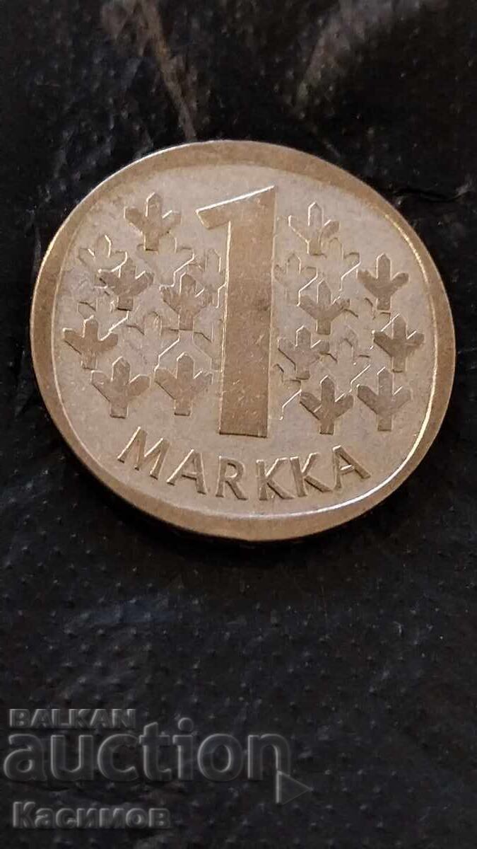 Old silver coin from Finland 1 Markka 1965