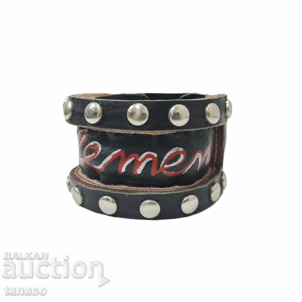 Тъмно Кафяв Кожен Маншет в Пънк/Рок Стил, Гривна с Капси - 5 Тъмно Кафяв Кожен Маншет в Пънк/Рок Стил, Гривна с Капси - 5